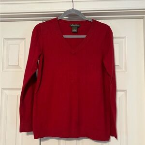 Eddie Bauer Vibrant Red V-Neck Sweater